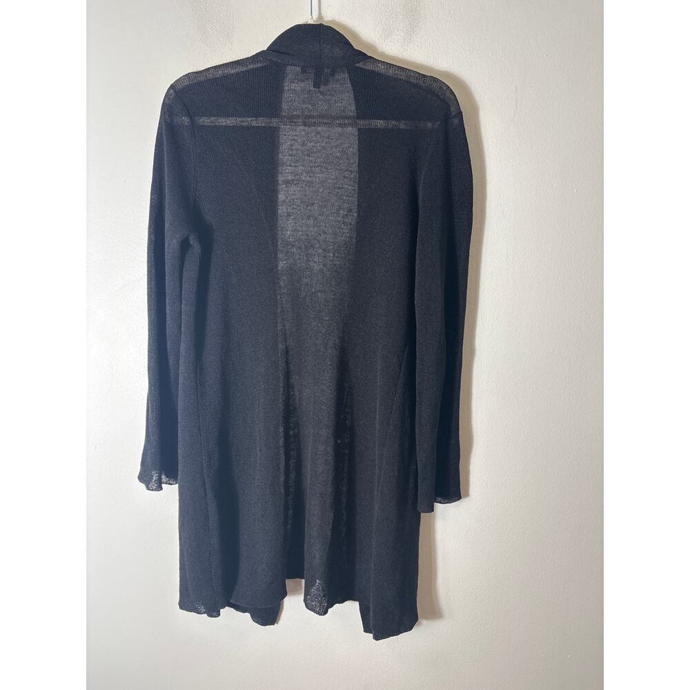 Eileen Fisher Black Long Loose Knit Open Cardigan Sz XS - Picture 3 of 3